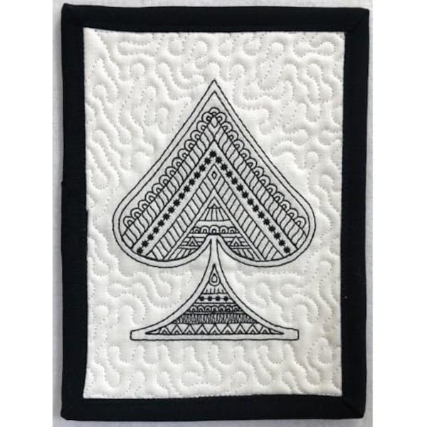 Machine Embroidery Playing Card Mug Rugs Etsy