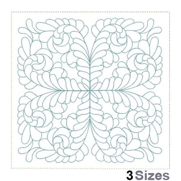 ITH Feathered Heirloom Quilt Block - Machine Embroidery Design - 3 Sizes, In The Hoop Heirloom Quilt Block Embroidery Pattern