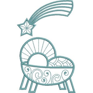 Nativity Manger And Star - Machine Embroidery Design, Elegant Nativity Bell Pull, Baby Jesus Birth, Christmas Design, Includes Instructions