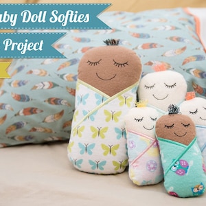 ITH Baby Doll Softie - Machine Embroidery Project Design 3 Sizes, In The Hoop Baby Doll Softie Embroidery Design, Baby Doll Toy Embroidery