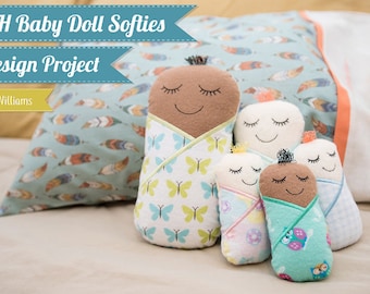 ITH Baby Doll Softie - Machine Embroidery Project Design 3 Sizes, In The Hoop Baby Doll Softie Embroidery Design, Baby Doll Toy Embroidery