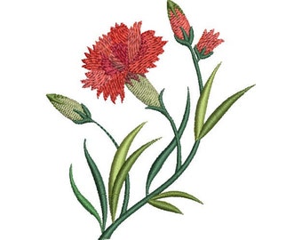 Carnation - Machine Embroidery Design, Clove Pink Carnation Embroidery Pattern, Flower Embroidery Design, Floral Embroidery Design
