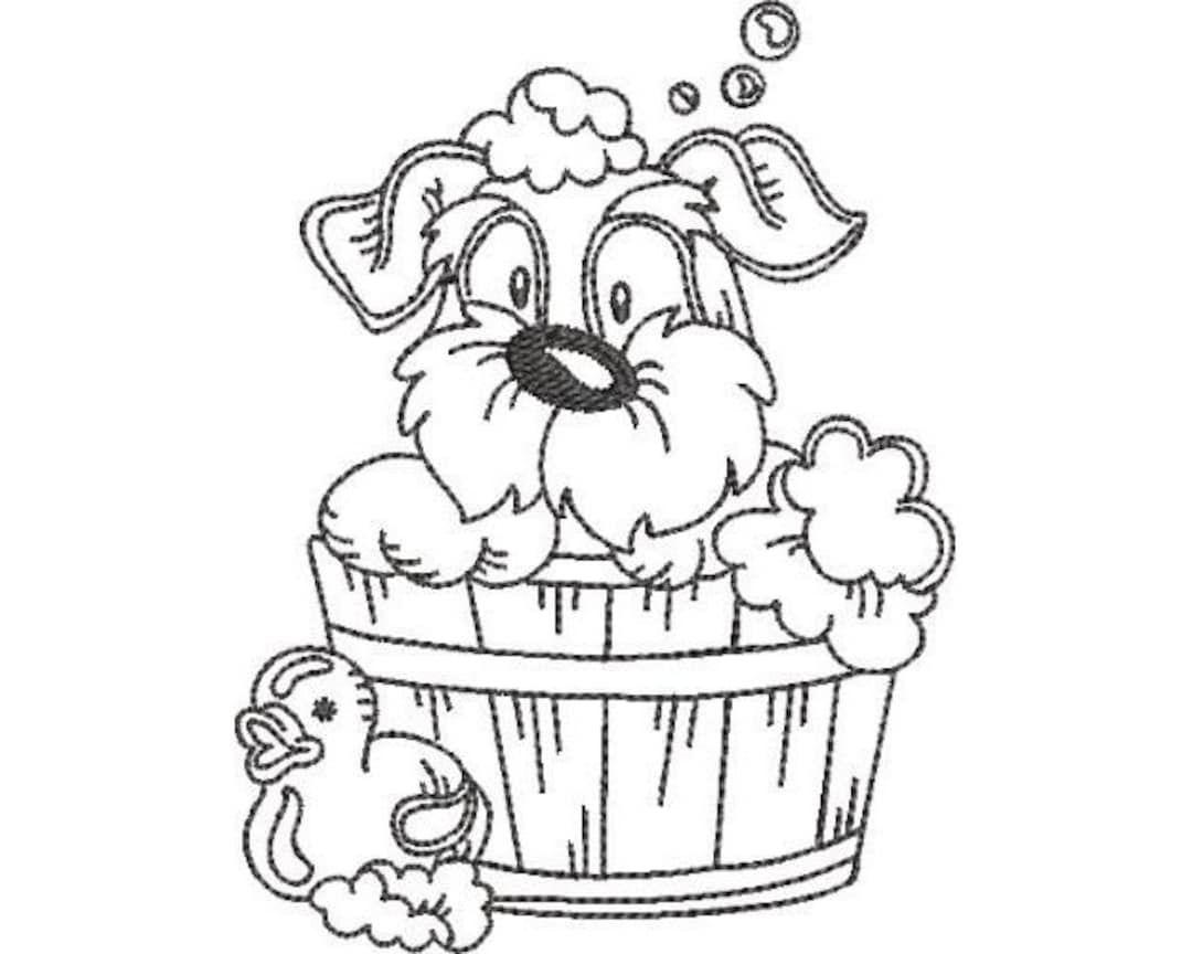 Dog Bath Machine Embroidery Design Bath Time Towel Caddy Etsy