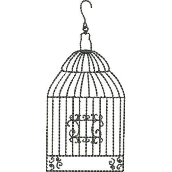 Birdcage Beauty - Machine Embroidery Design, Bird Cage Embroidery Pattern