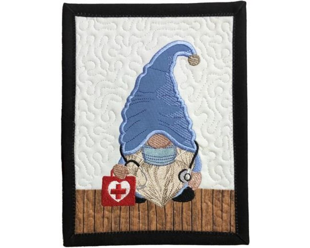 ITH Nurse Gnome Mug Rug - Machine Embroidery Design, in the Hoop Nurses ...