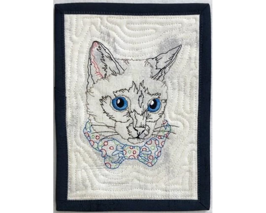 ITH Elegant Cat Mug Rug - Machine Embroidery Design, in the Hoop ...