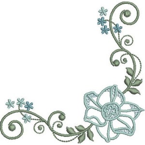 Simple Floral - Machine Embroidery Design, Flower Corner Embroidery Pattern, Floral Embellishment Embroidery Design