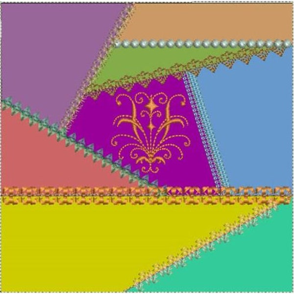 ITH Crazy Quilt Block Victorian - Machine Embroidery Design, In The Hoop Crazy Quilt Blocks Table Runner Embroidery - Includes Instructions