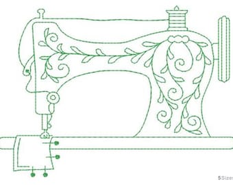 Vintage Sewing Machine Embroidery Design - Vintage Sewing Machine Embroidery Design, Floral Stitch Pattern Digital Download