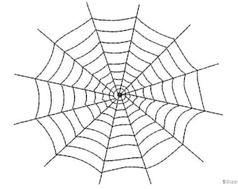 May include: A black and white spider web design. The web is circular with radiating lines and concentric circles, creating a detailed pattern. The design is suitable for Halloween or spooky-themed crafts.