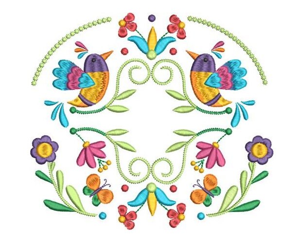Advanced Embroidery Designs - Folk Style Floral Motif Set