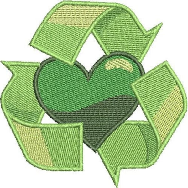 Recycling Symbol - Machine Embroidery Design, Earth Day Embroidery Design, Green Planet Embroidery, I Love Recycling  Design