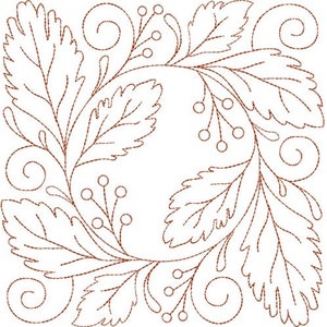 Circle Of Life Fall Quilt Block - Machine Embroidery Design, Autumn Tree Leaves Quilt Block Embroidery Design, Fall Leaf Quilt Embroidery
