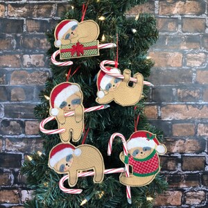 Sloth Cane ITH Sloth Candy Cane Holder - Machine Embroidery Project Design, in the ...