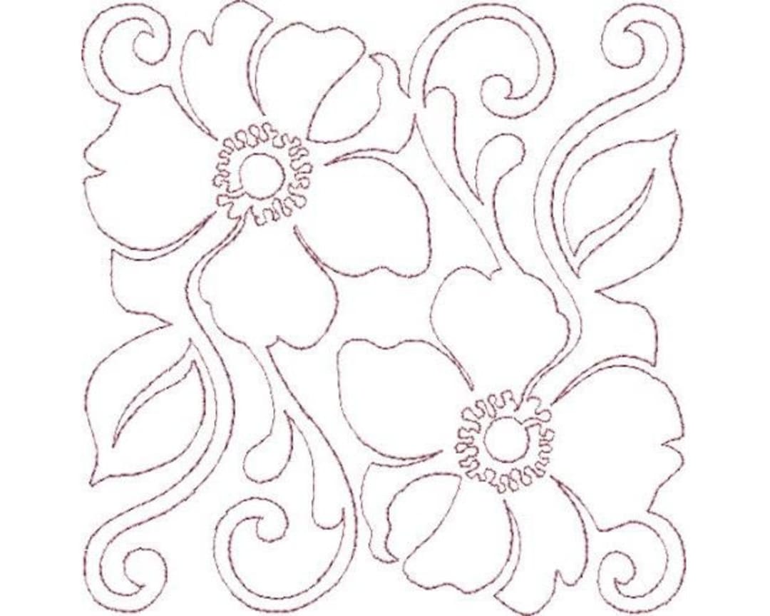 Anemone Single Run Quilting Machine Embroidery Design, Flower Quilt