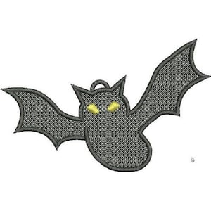 FSL Fliegende Fledermaus - Maschinenstickerei, freistehende Fledermaus Ornament Stickdatei, FSL Halloween hängende Ornament Stickerei