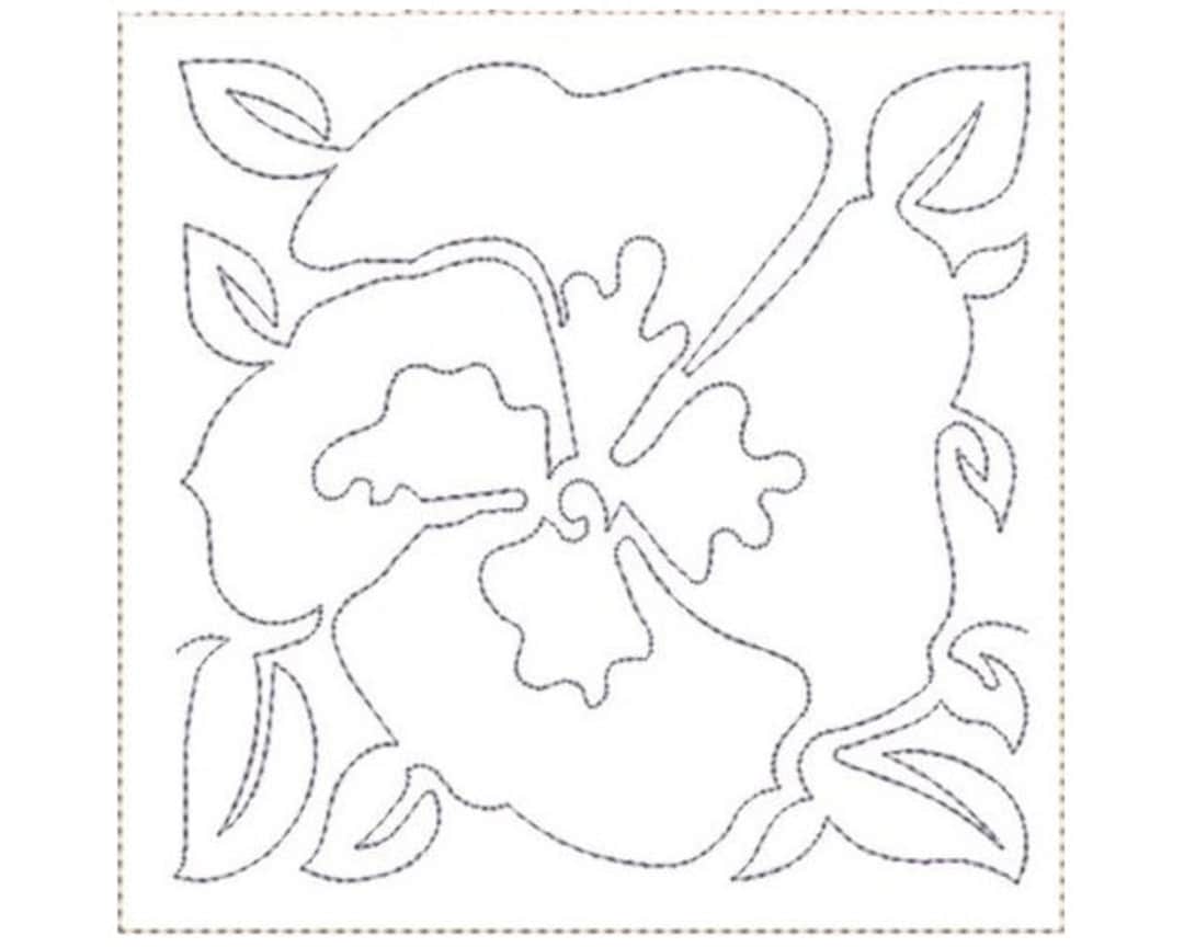 Pansy Quilt Block Machine Embroidery Design, Pansy Passion Wall Hanging