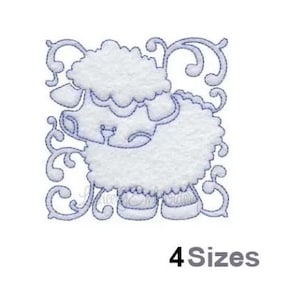 Lamb Quilt Block Continuous - Machine Embroidery Design - 4 Sizes, Easter Lamb Quilt Block Embroidery Pattern