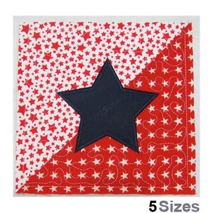 Patriotic Star Quilt Block Machine Embroidery Design Digital Download - 5 Sizes, American Star Quilt Block Embroidery Pattern