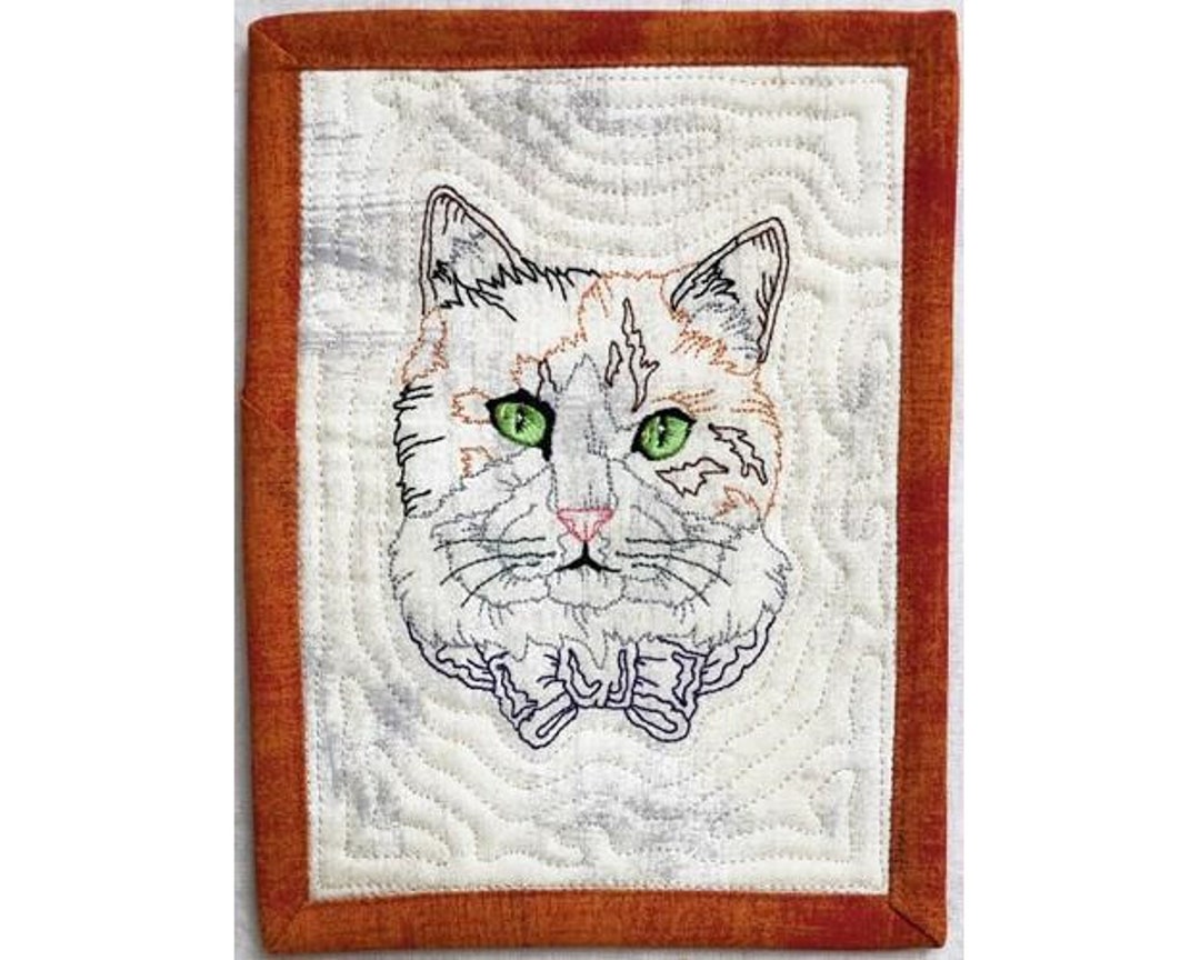 ITH Elegant Cat Mug Rug - Machine Embroidery Design, in the Hoop ...