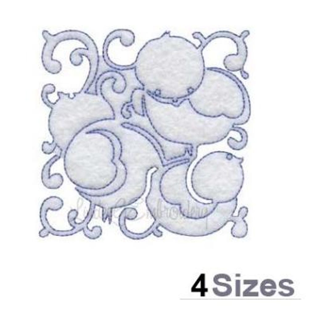 Chicks Quilt Block Continuous - Machine Embroidery Design - 4 Sizes ...
