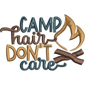 Les cheveux du camp s'en moquent - motif de broderie machine, motif de broderie mauvais cheveux, bonnets de jour, broderie feu de camp de camping, instructions incluses