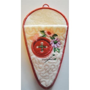 5&quot; Scissors Case - Machine Embroidery Project Design, In The Hoop Scissors Case Embroidery Pattern, ITH Sewing Thimble & Button Embroidery