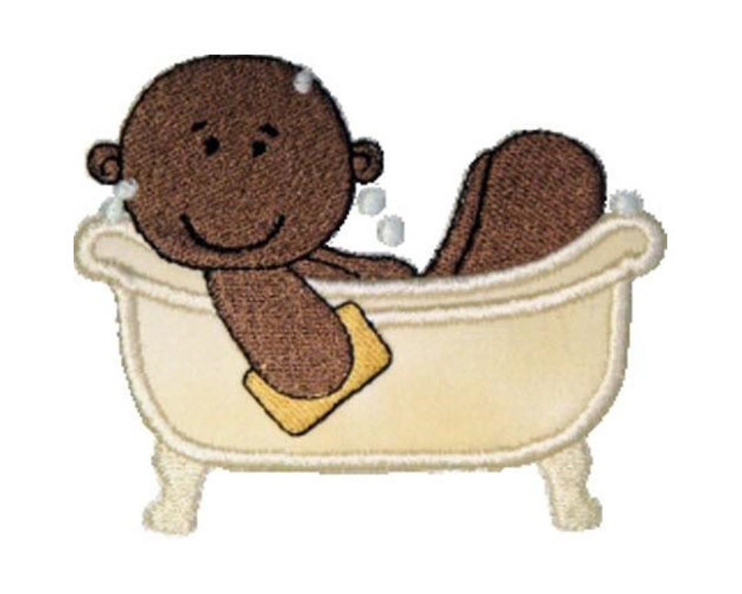 Bathtub Baby Applique Machine Embroidery Design Bathing Etsy