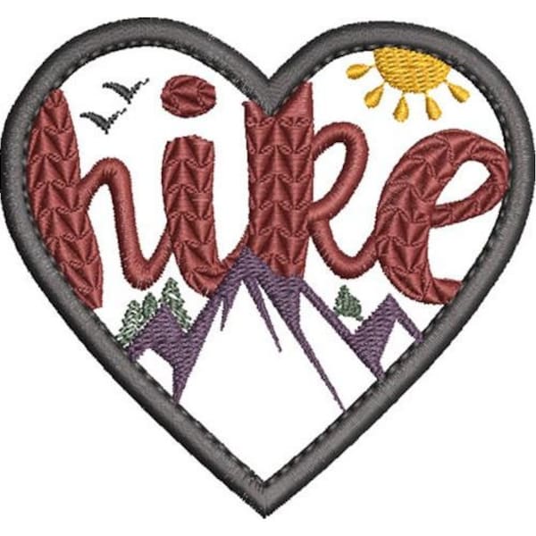 Hiking Patch - Machine Embroidery Design, Hiking Iron-on Patch Embroidery Pattern, Mountain Adventure, Hiking Gear, Includes Instructions