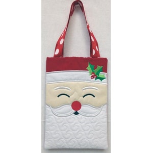 Santa Tote Or Bag - Machine Embroidery Project Design, Santa Claus Tote Bag Embroidery Pattern, Christmas Tote Bag Embroidery Design