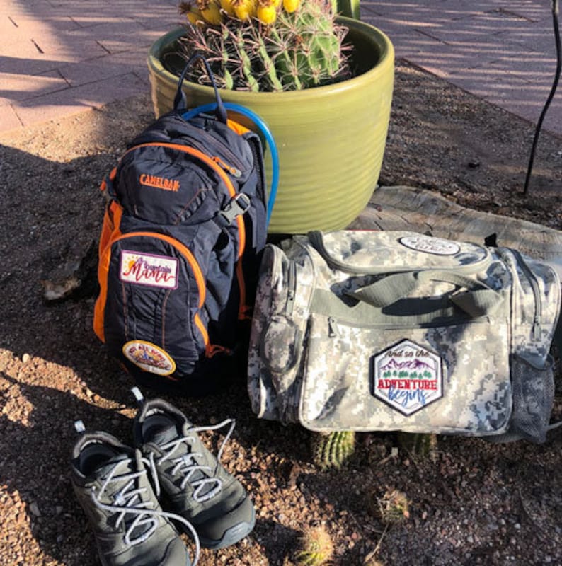 Hiking Patch - Machine Embroidery Design, Hiking Iron-on Patch Embroidery Pattern, Mountain Adventure, Hiking Gear, Includes Instructions image 2