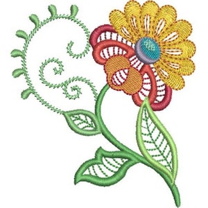 Jacobean Flower - Machine Embroidery Design, Jacobean Stylized Flower Embroidery Pattern, Floral Spring Decoration Embroidery Design
