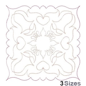 Pink Blossom Single Run Quilt Block - Machine Embroidery Design - 3 Sizes, Quilt Block Embroidery Pattern, Single Run Quilt Block Embroidery