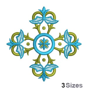 Coptic Flower - Machine Embroidery Design - 3 Sizes, Floral Coptic Cross Embroidery Pattern, Christian Cross Embroidery Design