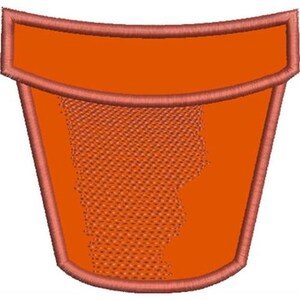 Applikation för blomkruka - Maskinbroderidesign, broderimönster med applikation för lerkruka, broderidesign för trädgårdsarbete, broderi av blomkruka