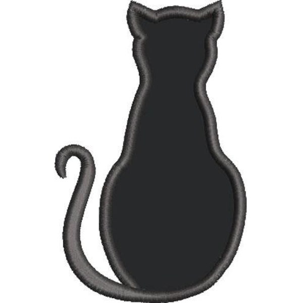 Cat Silhouette Applique - Machine Embroidery Design, Applique Black Cat Back Embroidery Pattern, Halloween Kitten, Includes Instructions