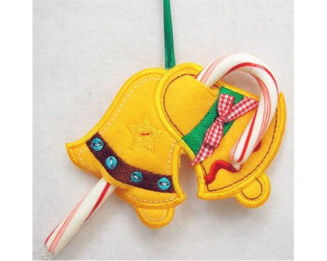 ITH Bells Candy Cane Holder Machine Embroidery Project Etsy