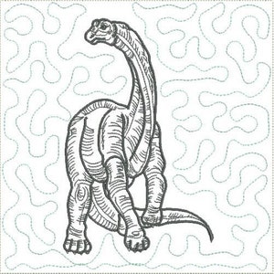 Dinosaur Quilt Block - Machine Embroidery Design, In The Hoop Paleontology Childs Lap Quilt, Apatosaurus Embroidery, Includes Instructions