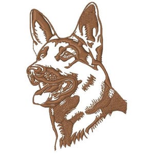 German Shepherd Dog Embroidery Design - Digital Download for Machine Embroidery, GSD Dog Head Silhouette Embroidery Pattern