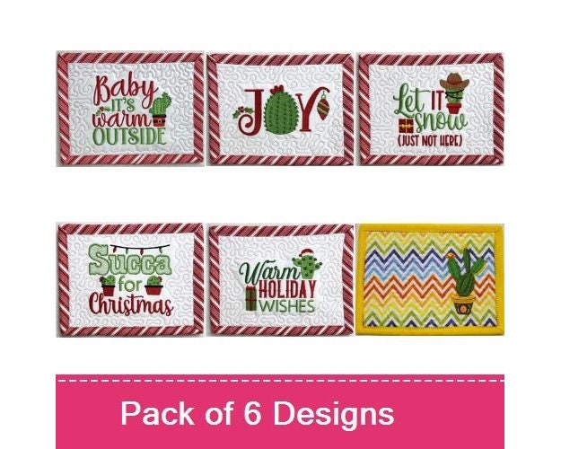 6 ITH Cacti Mug Rugs - Machine Embroidery Designs PACK, in the Hoop ...