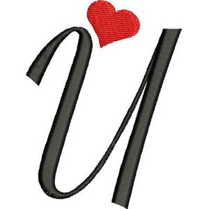 Sweetheart U - Maschinenstickerei, Valentinstag Alphabet Stickmuster, Herz Brief Stickdatei, Liebe Schrift Stickerei