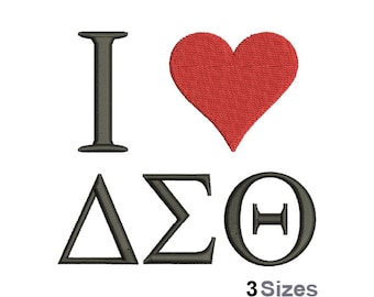 Ich liebe Delta Omega Theta - Maschinenstickerei, Afroamerikanische Schwesternschaft Stickmuster, Herz Stickdatei