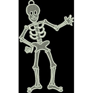 FSL Skeleton - Machine Embroidery Design, Freestanding Lace Skeleton Embroidery Pattern, Halloween Skeleton Embroidery Design