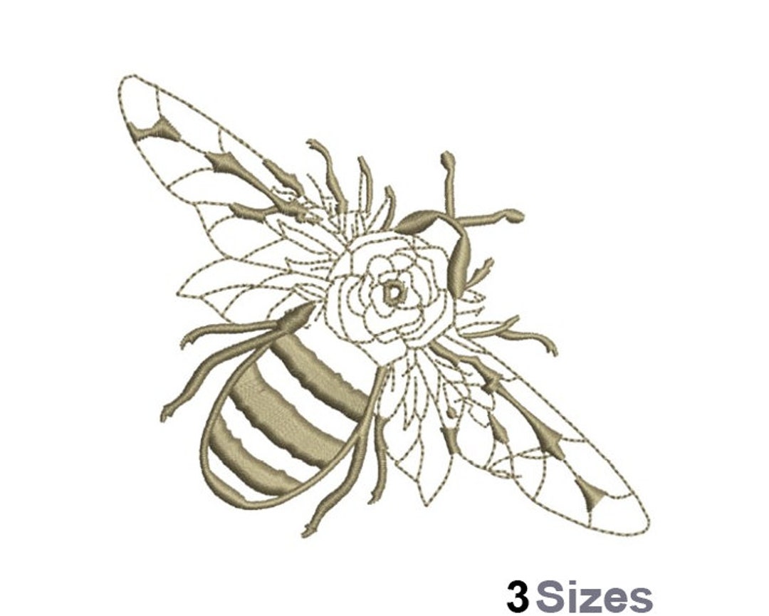 Queen Honey Bee - Machine Embroidery Design - 3 Sizes, Flower Bee ...