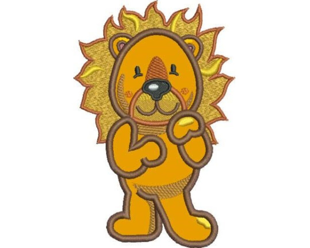 Applique Lion Machine Embroidery Design, Baby Lion Applique Embroidery
