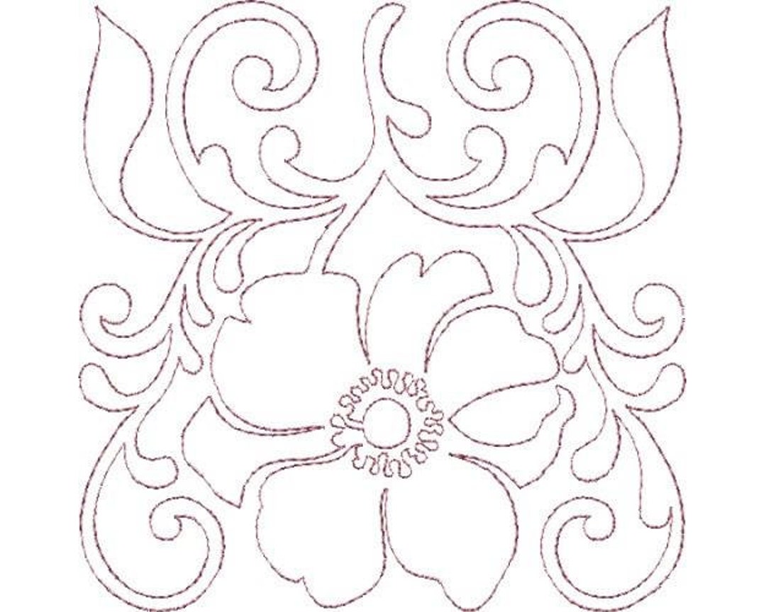 Anemone Single Run Quilting Machine Embroidery Design, Flower Quilt