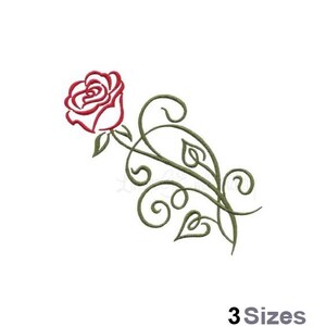 Kalligraphie Rose Kontur - Maschinenstickerei, 3 Größen, Rote Rose Stickmuster, Valentines Love Rose Stickdatei Bild 4