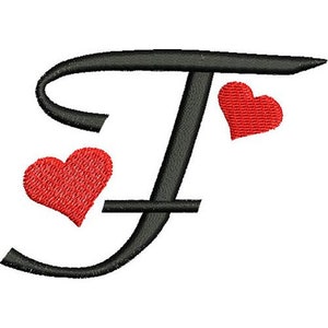 Sweetheart F - Maschinenstickerei, Valentinstag Alphabet Stickmuster, Herz Brief Stickdatei, Liebe Schrift Stickerei