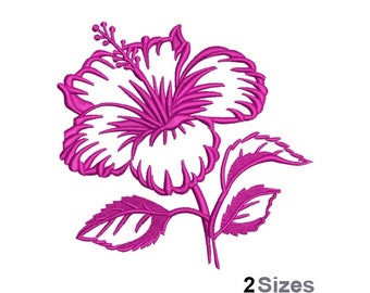 Hibiscus - Machine Embroidery Design - 2 Sizes, Tropical Flower Embroidery Pattern, Floral Embroidery Design