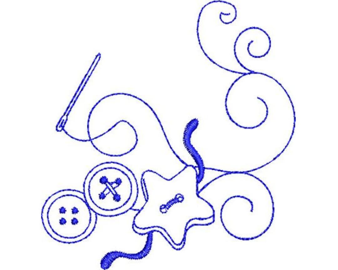 Sewing Machine Embroidery Design, Sewing Needle Embroidery Pattern, Sewing Buttons Embroidery